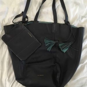 LUCKY BRAND Navy Blue Luscious Leather Tote